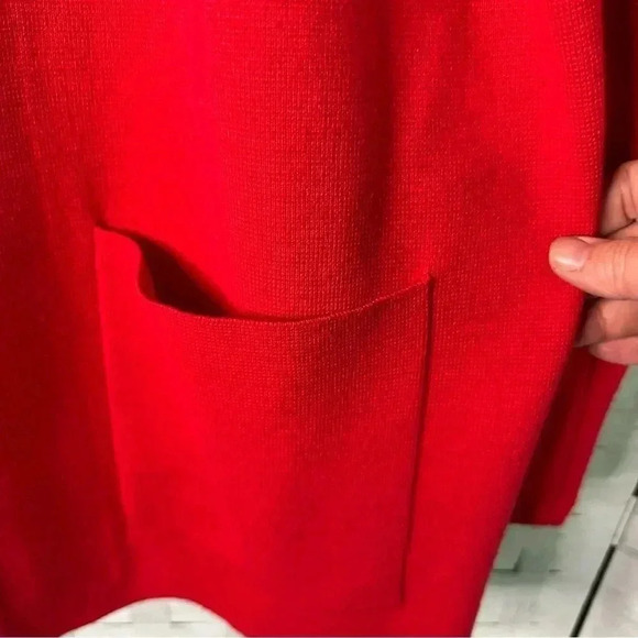 Two twonty fine red sweater cardigan long sleeve open front, pockets plus size - Picture 4 of 7